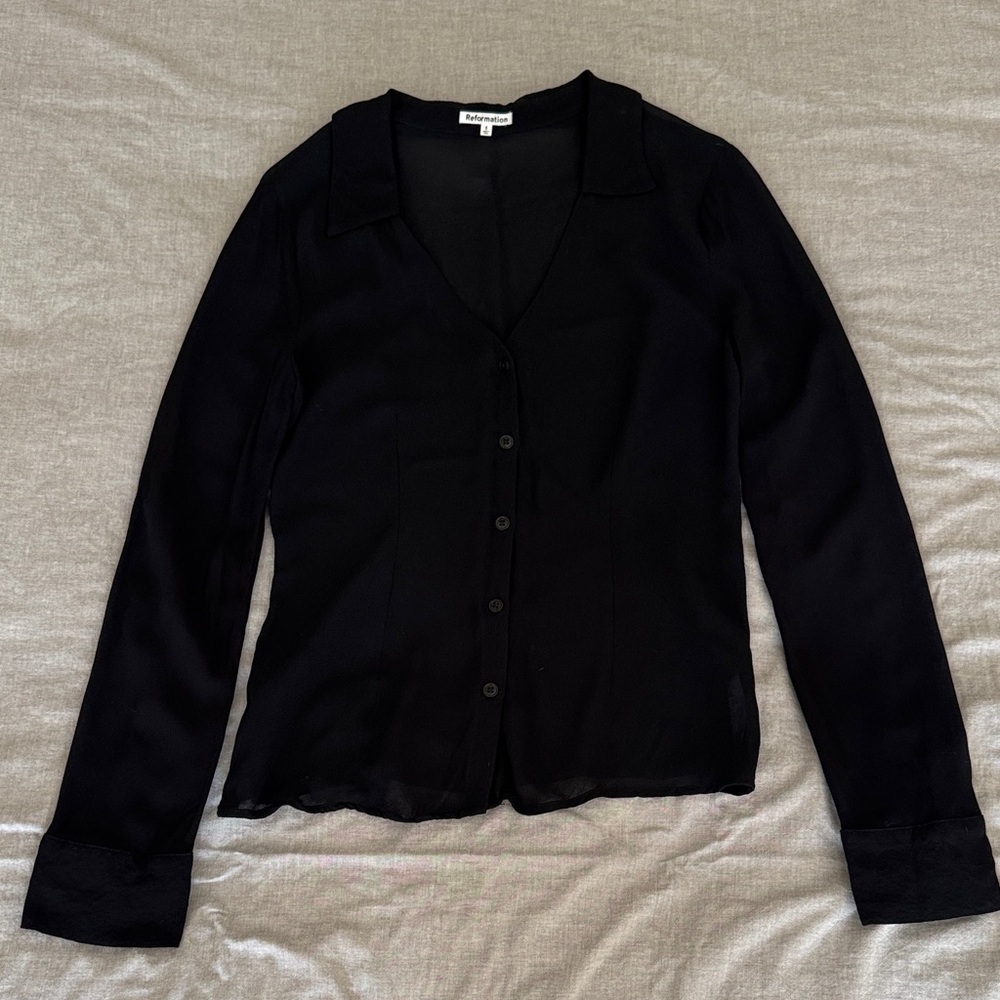 Reformation Black Button Down Shirt
